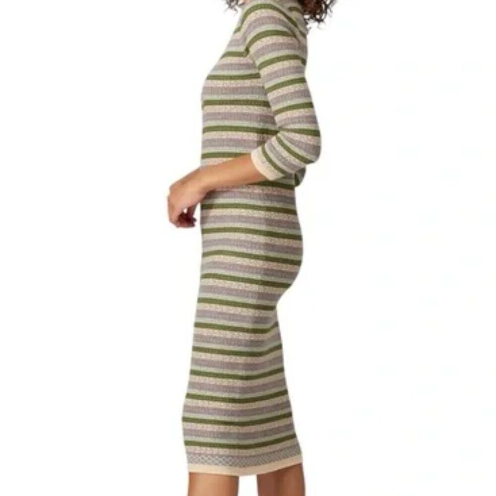 Sweet Baby Jamie Cute Novelty retro Stripe Cozy Fall Sweater midi Dress MED - Picture 6 of 8